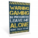 Warning Gaming In Progress Gamer Boys Bedroom Standing Plaque