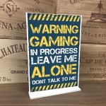 Warning Gaming In Progress Gamer Boys Bedroom Standing Plaque