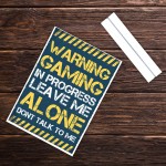 Warning Gaming In Progress Gamer Boys Bedroom Standing Plaque