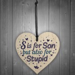 Novelty Gift For Son Wooden Heart Hilarious Funny Birthday Gift 