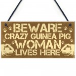 BEWARE Guinea Pig Sign Novelty Animal Pet Gifts Cage House Sign 