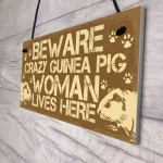 BEWARE Guinea Pig Sign Novelty Animal Pet Gifts Cage House Sign 