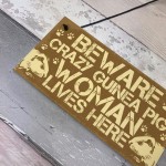 BEWARE Guinea Pig Sign Novelty Animal Pet Gifts Cage House Sign 