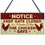 Chicken Gifts Hanging Warning Sign For Gate Garden Chicken Coop 