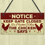 Chicken Gifts Hanging Warning Sign For Gate Garden Chicken Coop 