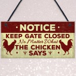 Chicken Gifts Hanging Warning Sign For Gate Garden Chicken Coop 