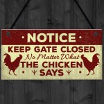 Chicken Gifts Hanging Warning Sign For Gate Garden Chicken Coop 