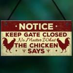 Chicken Gifts Hanging Warning Sign For Gate Garden Chicken Coop 