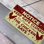 Chicken Gifts Hanging Warning Sign For Gate Garden Chicken Coop 