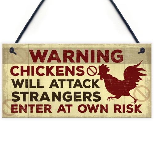 Funny Chicken Plaque Novelty Warning Sign For Coop Door Gate