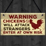 Funny Chicken Plaque Novelty Warning Sign For Coop Door Gate