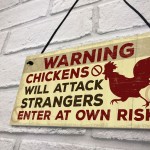 Funny Chicken Plaque Novelty Warning Sign For Coop Door Gate