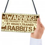 Beware Of The Rabbit Sign Bunny Rabbit Door Sign Hanging Plaques