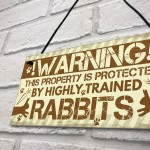 Beware Of The Rabbit Sign Bunny Rabbit Door Sign Hanging Plaques