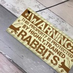 Beware Of The Rabbit Sign Bunny Rabbit Door Sign Hanging Plaques