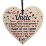 Auntie And Uncle Plaque Wooden Heart Quirky Gifts For Uncle Aunt