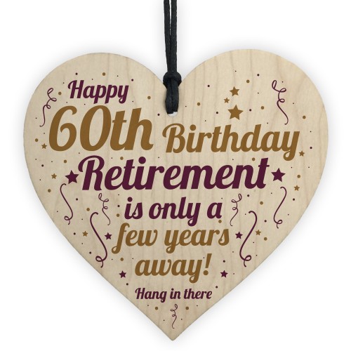 Funny 60th Birthday Card Wooden Heart 60th Birthday Gift For Men