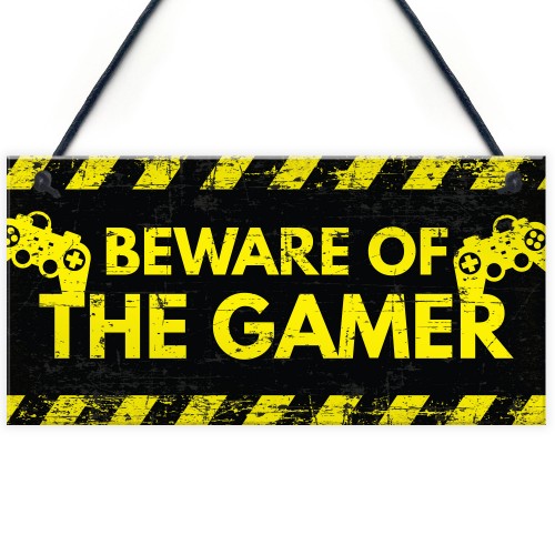 Beware Gaming Warning Sign Gifts Gaming Bedroom Accessories Gift