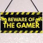 Beware Gaming Warning Sign Gifts Gaming Bedroom Accessories Gift