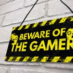 Beware Gaming Warning Sign Gifts Gaming Bedroom Accessories Gift