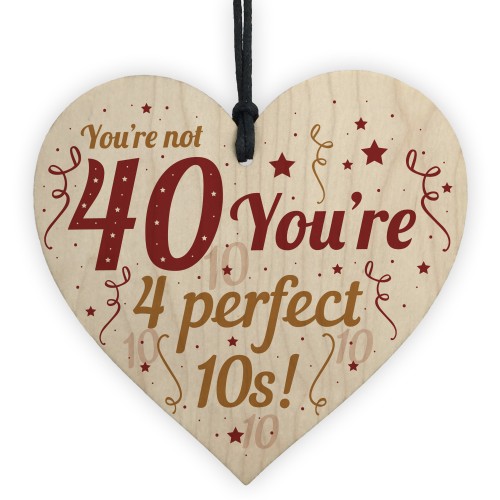 Funny 40th Birthday Gifts For Women Men Card Hanging Wood Sign