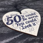 50th Birthday Gifts Novelty Wood Sign Funny Present For Mum Dad