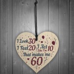 60th Birthday Novelty Gift For Mum Dad Nan Grandad Wood Heart