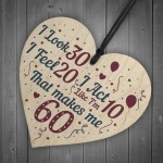 60th Birthday Novelty Gift For Mum Dad Nan Grandad Wood Heart