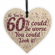 60th Birthday Decorations Wood Heart Funny Gifts For Dad Mum