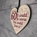 60th Birthday Decorations Wood Heart Funny Gifts For Dad Mum