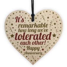 Funny Gift For Husband Wife Wooden Heart Anniversary Gift