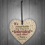 Funny Gift For Husband Wife Wooden Heart Anniversary Gift