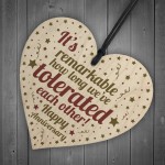 Funny Gift For Husband Wife Wooden Heart Anniversary Gift