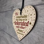 Funny Gift For Husband Wife Wooden Heart Anniversary Gift