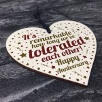 Funny Gift For Husband Wife Wooden Heart Anniversary Gift