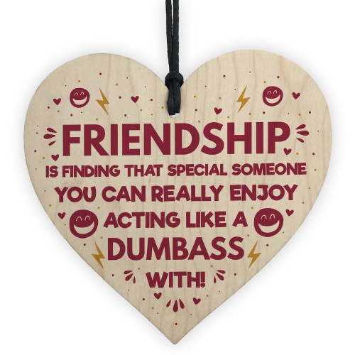 FUNNY Gift For Best Friend Wood Heart Friendship Plaques Gifts