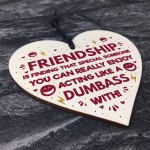 FUNNY Gift For Best Friend Wood Heart Friendship Plaques Gifts