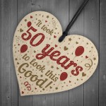 Funny 50th Birthday Gifts For Women Men Wooden Heart 50th