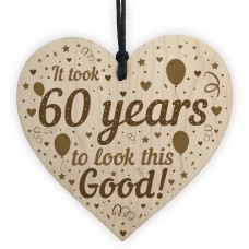 Funny 60th Birthday Gifts For Women Men Wooden Heart 60th