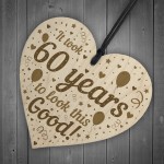 Funny 60th Birthday Gifts For Women Men Wooden Heart 60th