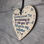 Handmade Will You By My Godfather Request Card Wooden Heart