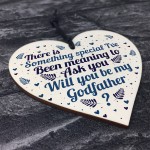 Handmade Will You By My Godfather Request Card Wooden Heart