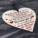 Wood Heart Anniversary Valentines Day Gift For Husband Love You