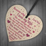 Wood Heart Valentines Day Gift For Wife Reasons Why I Love You