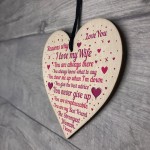 Wood Heart Valentines Day Gift For Wife Reasons Why I Love You