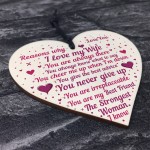 Wood Heart Valentines Day Gift For Wife Reasons Why I Love You