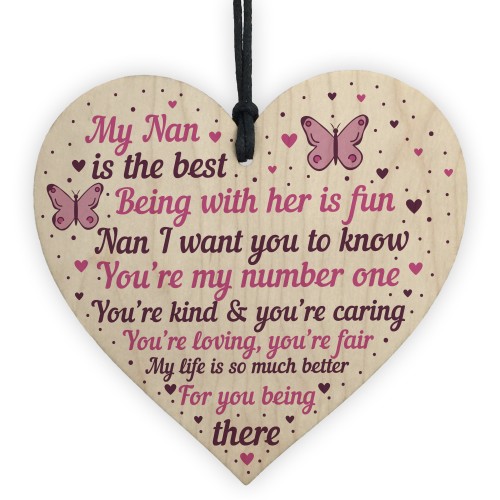 Special Gift For Nan Wood Heart Nan Birthday Card Gift For Her