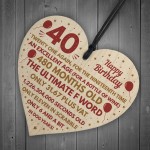 Funny 40th Birthday Gifts For Men Women Wooden Heart Decoration