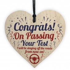 Passed Driving Test New Driver Funny Gift Wooden Heart Plaque