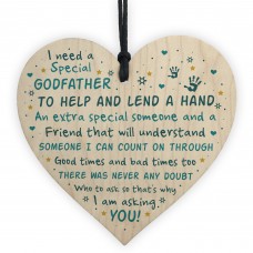 Godfather Asking Gift Wooden Heart Thank You Christening Gift